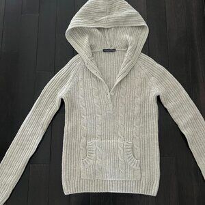Brandy Melville Cream Cable Knit Hooded Sweater | Button Henley Hoodie